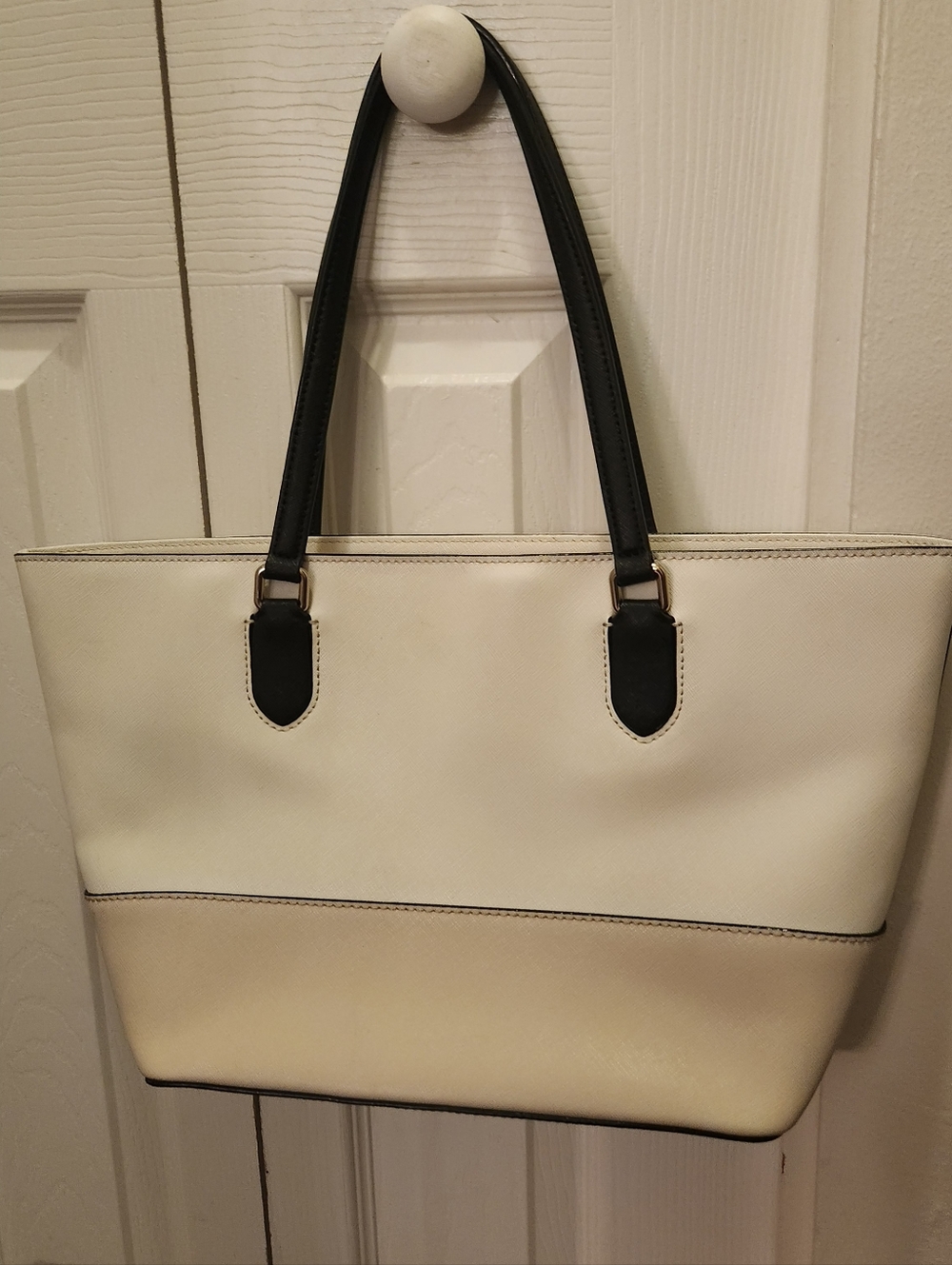 kate spade Two-Tone Cream and Black Structured Tote - Picture 10 of 10